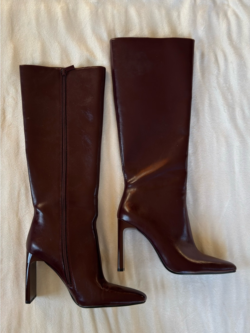 Zara burgandy heeled boots